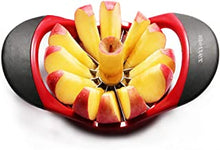 Beylos Easy Grip Apple Corer Slicer-Divider-Cutter-Wedger, Ergonomic Rubber Grip Handle, 12-Blades(Red Black)