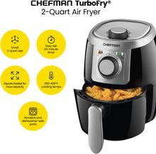 Chefman TurboFry 2-Litre Small Air Fryer, Compact Size, Easy-Set 60-Minute Timer for Fast and Healthy Cooking, Make French Fries, Chicken, Meat, Fish, Vegetables, Nonstick Dishwasher-Safe Parts, Black