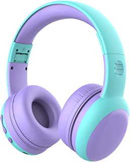 gorsun bluetooth kids headphones with 85dB limited Volume, Children's Wireless Bluetooth Headphones, Foldable bluetooth Stereo over-Ear kids headsets - Purple New Version
