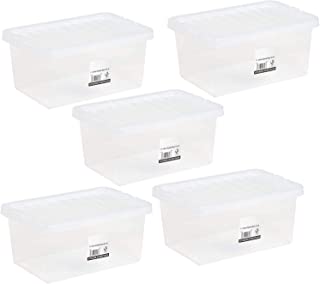 1ABOVE Home Office Clear Plastic Stackable Storage Boxes & Lids PACK OF 5- (11Litre)