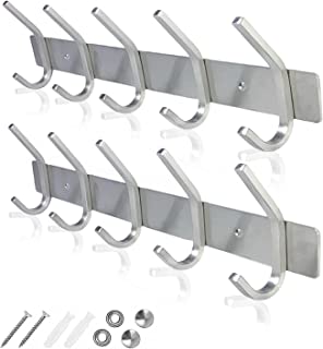 GlazieVault Coat Racks for Wall - Stainless Steel Coat Hooks (2 Pack) - Heavy Duty Coat Hooks Wall Mounted - Wall Hanger Wall Hooks and Clothes Hooks