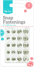 20 Sew on Snap Fasteners Fastenings 4 Assorted Sizes Metal Clothes Poppers