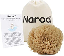 Naroa Natural Baby Sponge | Soft Sea Wool Unbleached Sponge for Newborn Bath | Baby Shower Essentials Gifts Boy Girl