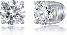 Men's Silver Plated Round Magnetic Clip On Stud Earrings Created with Zircondia® Crystals