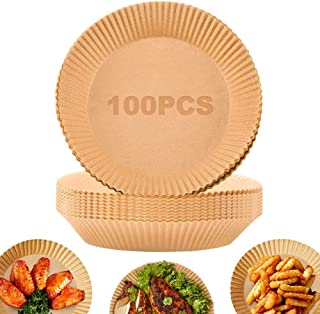100PCS Air Fryer Liners, 6.3 inch Air Fryer Paper Liners for 2-5 litres Air Fryer, Disposable Natural Parchment Paper, Non-Stick, Oil-Proof, Water-Proof