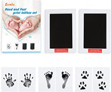 Zemiu Baby Handprint and Footprint Large Size Kit,2 Baby Handprint Ink Pads with Clean-Touch & 6 Imprint Cards,Inkless Print Kit Safe Non-Toxic for Baby Feet and Hands, Family Keepsake, Pet Paw