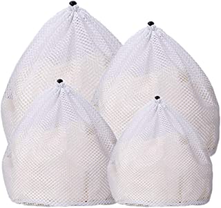 kuou 4 Pcs Drawstring Mesh Laundry Bag, 4 Sizes Durable Laundry Net Washing Bag for Washing Machine Travel, Delicates, Bra, Baby Cloths,Toy Storage