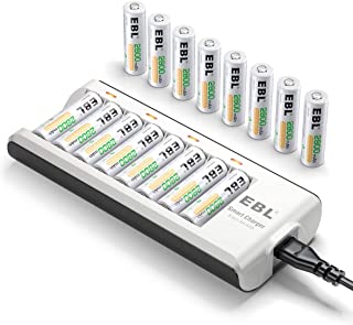 EBL AA Rechargeable Batteries High-capacity 2800mAh 16 Counts with AA AAA Battery Charger - Battery and Charger Set