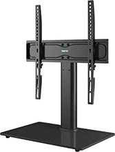 BONTEC Universal Table Top Pedestal TV Stand with Bracket for 26”-55” LCD/LED/Plasma TVs-Height Adjustable TV stand with 8mm Tempered Glass Base & Cable Management-Holds 40 KG & Max.VESA 400x400mm