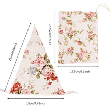 15M/50Ft Fabric Bunting, 45pcs Bunting Banner Cotton Vintage Floral Triangle Flags for Christmas Garden Birthday Party Outdoor Hanging DecorationPink