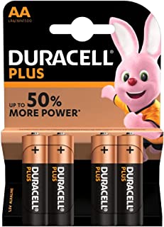 Duracell Plus Power Type AA Alkaline Batteries, Pack of 4