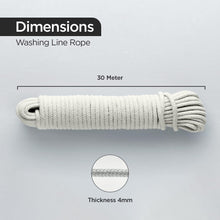 Besto Washing Line Rope Outdoor Clothes Line Laundry Line Outdoors Multipurpose Braided Cotton Soft Rope for Garden, Arts and Crafts  4mm (30M)