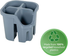 Addis Eco 100% Recycled Plastic Cutlery Utensil Drainer Tray holder caddy with 4 compartment, Light Grey