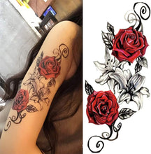 Yesallwas 4 Sheets Large Temporary Tattoo Sticker Fake Tattoos for Women Girls Models,Waterproof Long Lasting Body Art Makeup Sexy Realistic Arm Tattoos -Rose, FlowersJewelry 5.9x8.26inche (A)