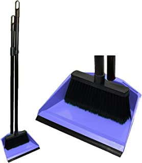 Cotarba Long Handled Dustpan and Brush Set Dust Pan Handle Broom Upright Sweep Set Lobby Dust Pan with Long Handle Sweeping Broom Purple