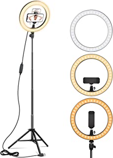 Ring Light 10" with 67" Extended Tripod Stand & Phone Holder for YouTube Video, Camera Led Ring Light for Streaming, Makeup, Selfie Photography Compatible with iPhone Android