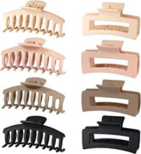 HBell Large Hair Claw Clips,8 Pack Strong Hold Matte Claw Hair Clips for Women & Girls,90's Vintage Jaw Clips,4 Acrylic Hair Clamps,4 Rectangle Hair Claw Clips for Thick Hair & Thin Hair