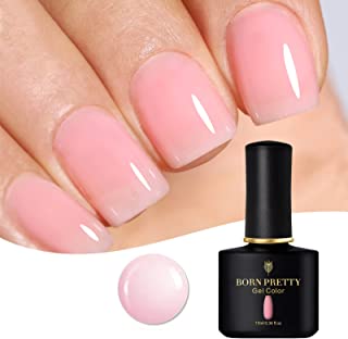 BORN PRETTY Jelly Pink Gel Nail Polish,Transparent Jelly Nude Pink Gel Polish Sheer Pink Color Soak Off LED Salon DIY at Home Gel Nail Manicure Gift for Women Girls