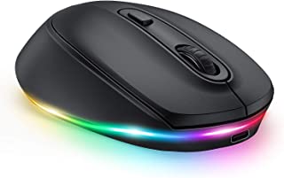 Wireless Bluetooth Mouse for Laptop, seenda LED Rechargeable Silent Bluetooth Mouse for Computer, Compatible with Mac, Macbook Pro/Air, PC, Android, Windows, Linux, Tablet (7-RGB Backlit, Black)