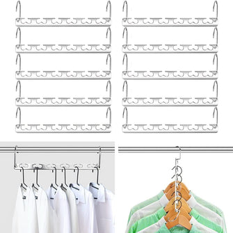 10 Pack Space Saving Hanger,Metal Magic Clothes Hangers, Stainless Steel Closet Wardrobe Magic Hangers for Clothes Trouser Coat Portable Durable