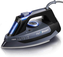 Professional Grade 1700W Steam Iron for Clothes with Rapid Even Heat Scratch Resistant Stainless Steel Sole Plate, True Position Axial Aligned Steam Holes, Self-Cleaning Function