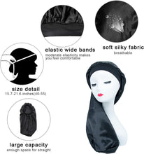 WUBAYI Silk Bonnet Hair Wrap for Sleeping,Satin Sleep Cap with Wide Elastic Band, Soft Hair Sleeping Bonnet Cap for Women and Girls Curly Hair Black