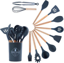 MACZ GROUP 12pcs Kitchen Silicone Kitchen Utensils Set, Heat Resistant Set, Kitchen Accessories for Non-Sticky Pans, Home Cooking Utensils Set-Grey