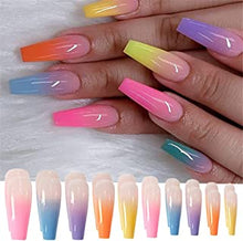 HeyMi False Nails with Glue,Glossy Acrylic Fake Nails,24PCS Press On nails, Full cover Stick On Nail for Women and Girls with Nail Glue Stickers