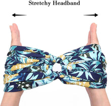 Yean Wide Headband Leopard Hair Band Circle Headwraps Elastic Hair Accessories for Women and Girls (Blue Stripe)