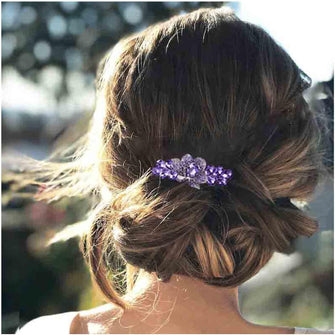 Yheakne Crystal Wedding Hair Clip Barrette Purple Rhinestone Hair Barrette Bling Bridal Headpieces Decorative Headwear Crystal Hair Clip Comb Bride Hair Accessories for Women and Girls (Style C)