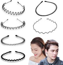 WUBAYI 6Pcs Hair Band,Mens Hair Band Metal Headbands Non-slip Headband Fashion Makeup Headbands Unisex Sports Headband Black Headband for Outdoor, Sports, Weddings,Daily Wear