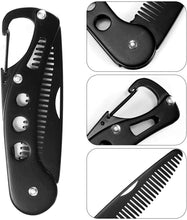1 Pcs Beard Comb with 1 Pcs Stainless Steel Nose Hair Scissors Folding Moustache Comb Portable Multifunctional Stainless Steel Beard Comb Hair Styling Comb for Men Grooming