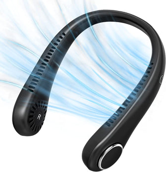 Dreamy Cubby Portable Neck Fan, Neck Fans Rechargeable, 3 Speed Hanging Bladeless Fan, Soft Neckband, 360 Airflow Cooling, USB Powered Hands Free Mini Fan for Men Women Sports, Black