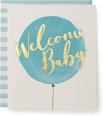 UK Greetings Kindred - Welcome Balloon - Baby Boy Card, Multi, 137mm x 159mm