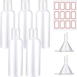 5 Pcs Plastic Travel Bottles, 100 ML Clear Travel Bottle with Funnels and Labels, Refillable Empty Cosmetic Bottles Travel Containers Bottle for Travel or Cosmetic