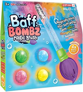 Zimpli Kids Baff Bombz Magic Brush from, 4 x Bath Bombs, Bath Toy, Create a Magical fizzing bath time adventure, Xmas Gifts for Children