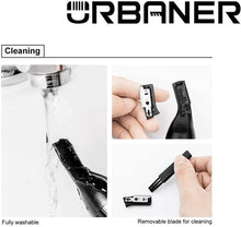 URBANER Battery Operated Waterproof Eyebrow Trimmer for Men, Compact Electric Beard Razor, Portable Facial Hair Clipper, Safe Blade, Lightweight, MB-062