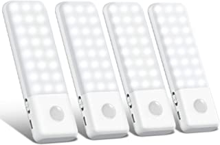 [4 Pack] Motion Sensor Light, 48 LED Super Bright Cupboard Night Light, USB Rechargeable Battery Powered Light, Removable Magnetic Strip Stick-on Wardrobe, Closet, Kitchen, Stairs, Garages etc