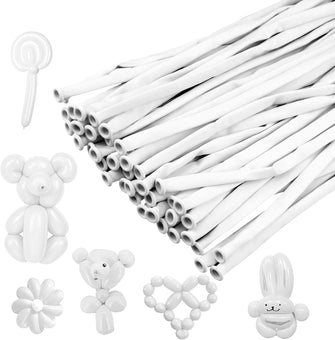 Lanjue 60 Pcs Long Balloons, 260 Balloons White Twisting Balloons Modelling Balloons DIY Balloon for Kids Toys Party Wedding Festival DIY Decoration