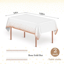 MOKANI Plastic Disposable Tablecloths, 2 Pack Rose Gold Party Table Cloths, Rectangular Table Covers for Picnic Weddings Birthday Parties Baby Shower Decorations, 54" x 108"