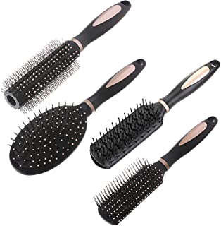 Lindle Hair Brush Set with Detangling Nylon Pins Massage Paddle Brush Cushion Hair Combs Hair Dryer Brush for Women Men Kids Girls