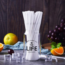 HOXE Pack of 100 Flexible Reusable Straws Drinking Party Straws Set for Kids and Adults Bendable Drinking Straws White Milky Bendable Straws for Birthday Parties, Picnic, Camping