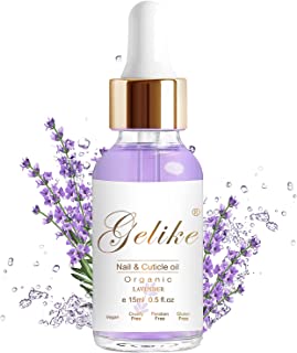 Gelike ec Organic Cuticle Nail Oil 15ml Vitamin B& E Essential Oil Moisturize with Convinient Dropper Design, Nail Cuticles Oils Treatment Damaged Dry for Nail Care Repair Growth-Lavender Scented