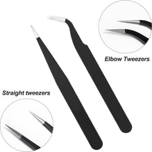 Sularpek 2 Pcs Lash Tweezers, Eyelash Extension Tweezers, Fine Point Tweezers, Nail Art Tweezers, for Eyelash Extensions, Eyebrows and Facial Hair Removal and Craft, Makeup Tools(Black)