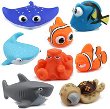 Cadoal 8PCS Finding Dory Nemo Bath Squirt Toys, Floating Sea Animals (Shark Octopus Clownfish Turtle Devil fish) Bathtub Water Squirt Bath Toy for Baby Kids Toddler Shower and Swimming Pool