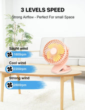 Lucky Sue Clip Fan USB Rechargeable, 3 Speeds 360 Rotation Desk Fan, Portable Stroller Table Fan, Quiet Battery Cooling Fan for Bed, Office, Car, Pram, Camping, Traveling (White)