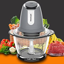 ELESTYLE Food Chopper, Vegetable Chopper Electric, Meat Grinder, Multi-Function 2 Speed Food Chopper with 1.2L Thick Glass Container, Non-Slip Base, for Meat, Vegetable, Fruit, Chopped Ice, 500w