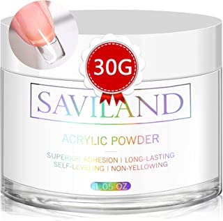 Saviland Clear Acrylic Powder - 30g Professional Acrylic Nail Powder for Acrylic Nails Extension, 3D Nail Art, Nail Decoration No Need Nail Lamp