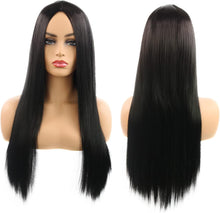 Wigs for Women Straight,Womens Synthetic Straight Wig Human Hair Natural 22 Inch Long Wigs 80s Accessories for Party Cosplay Halloween Anime(Black)