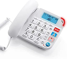 KALAHOL Landline Telephone with Speaker, Big Button House Phones, Corded Telephone with Alarm Clock, LCD Display Phone Ringer Volume and Speakerphone Volume Adjustable, Multifunction Home Phone, White